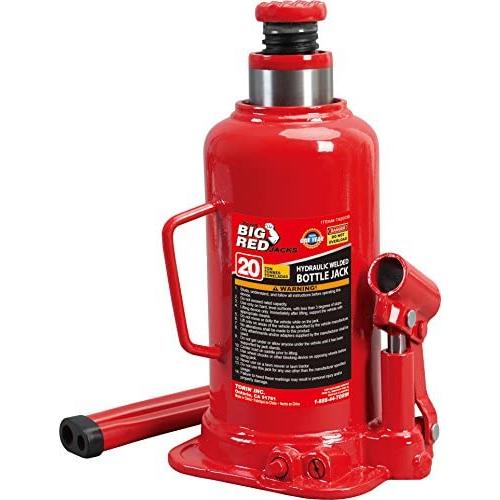 BIG RED T92003B Torin Hydraulic Welded Bottle Jack, 20 Ton (40,000 lb) Capacity, Red