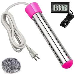 Electype Immersion Heater,Portable Electric Submersible heating instant Hot Water Heater with Metal Guard Cover to Heat 5 Gallons of Water in Minutes,Great for Small Bath Tub- U.S Version (2-Pink)