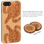 iProductsUS Wood Phone Case Compatible with iPhone SE (2020), iPhone 8, 7, 6/6S and Magnetic Mount, Cute Turtles Engraved in USA, Built-in Metal Plate,TPU Rubber Shockproof Covers (4.7 inch)