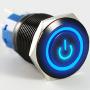 ESUPPORT Black 16mm 12V 3A Power Symbol Angel Eye Halo Car Blue LED Light Metal Push Button Toggle Switch Socket Plug Wire