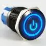 ESUPPORT Black 16mm 12V 3A Power Symbol Angel Eye Halo Car Blue LED Light Metal Push Button Toggle Switch Socket Plug Wire