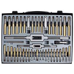 Muzerdo 86 Piece Tap and Die Set Bearing Steel Sae and Metric Tools, Titanium Coated with Metal Carrying Case