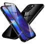 HENGHUI Case Compatible with iPhone 12 Mini Magnetic Clear Glass Case ，Aluminum Metal Bumper 360 Full-Body Protecive Cover Built-in Screen Protector (Black, iPhone12Mini)