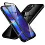 HENGHUI Case Compatible with iPhone 12 Mini Magnetic Clear Glass Case ，Aluminum Metal Bumper 360 Full-Body Protecive Cover Built-in Screen Protector (Black, iPhone12Mini)