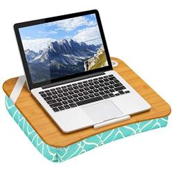 LapGear Designer Lap Desk with Phone Holder and Device Ledge - Aqua Trellis - Fits up to 15.6 Inch Laptops - Style No. 45422,Medium - Fits up to 15.6'' Laptops