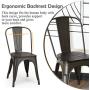 COSTWAY Tolix Style Dining Chairs Industrial Metal Stackable Cafe Side Chair with Wood Seat Set of 4 (Copper-Colored)