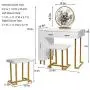 Iwell Vanity Table Set with 3 Colors Lighted Mirror, 1 Storage Cabinet & 2 Drawers, Dressing Makeup Table with Cushioned Stool, Gift for Girl, Women, Dresser Desk for Bedroom, Bathroom White