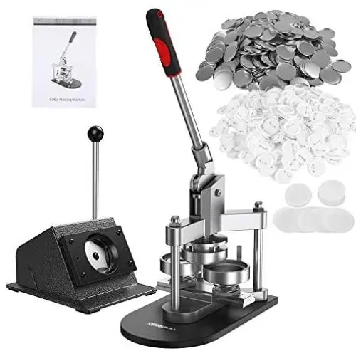 ANBULL Button Maker 58mm 2 1/4 inch Badge Punch Press Pin Button Maker Machine with 1000 Pcs Button Parts and Circle Cutter