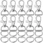 Paxcoo 60Pcs Swivel Snap Hooks and D Rings for Lanyard and Sewing Projects (1” Inside Width)