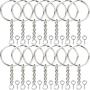 Onwon 100 Pieces Metal Split Key Ring 1 Inch / 25mm with Chain and Open Jump Ring and Screw Eye Pins Nickel Plated Keychain Parts and Connector Round Pendant Accessories for DIY