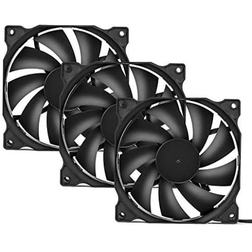 uphere 3-Pack Long Life Computer Case Fan 120mm Cooling Case Fan for Computer Cases Cooling,12BK3-3