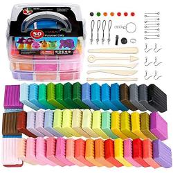 50 Colors Polymer Clay Starter Kit, 1oz/Block Oven Bake Modeling Clay, Moderately Firm, CiaraQ CPSC Conformed Non-Toxic Molding DIY Colorful Clay Assorted with Sculpting Tools for Kids, Artists.