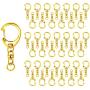 Roctee 50 Piece Key Ring with Chain, Gold D Snap Hook Split Metal Keychain Parts, DIY Crafts Key Ring Hardware with 8mm Open Jump Ring and Connector