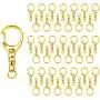 Roctee 50 Piece Key Ring with Chain, Gold D Snap Hook Split Metal Keychain Parts, DIY Crafts Key Ring Hardware with 8mm Open Jump Ring and Connector