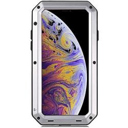 iPhone XR Case, CarterLily Full Body Shockproof Dustproof Waterproof Aluminum Alloy Metal Gorilla Glass Cover Case for Apple iPhone XR 6.1 inch (Silver)