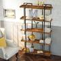 Rolanstar Bookshelf Bookcase, 5-Tier 6 Foot Etagere Bookshelf, Metal and Wood Industrial Bookshelf, Free Standing Open Storage Display Shelves Organizer