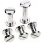 AuSL 100 Sets Silvery Chicago Screws Assorted Kit 1/4 5/16 3/8 9/16 3/4 Inches Screw Metal Round Cross Head Stud Screw Posts Nail Rivet Chicago Button for DIY Decoration Leather Bookbinding Crafts