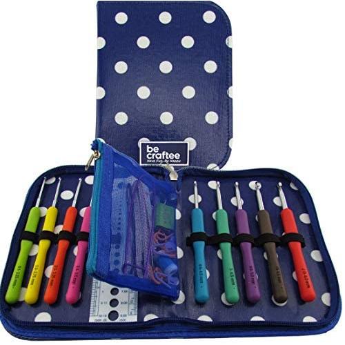 BeCraftee Crochet Hook Set with Ergonomic Handles for Extreme Comfort. Perfect Crochet Hooks for Arthritic Hands, Smooth Knitting Needles for Superior Results & 22 Knitting Accessories.