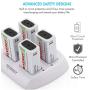 Tenergy TN136 4 Bay 9V Smart Charger with 8 Pieces 9V Tenergy Centura (Low Self Discharge) NiMH 200mah Rechargeable Batteries