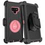 Dailylux Galaxy Note 9 Case,Note 9 Case Belt Clip Heavy Duty Shockproof Swivel Belt Clip Rugged Bumper Hybrid with Kickstand Holster Protective Cover for Samsung Galaxy Note 9,Rose+Black