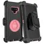 Dailylux Galaxy Note 9 Case,Note 9 Case Belt Clip Heavy Duty Shockproof Swivel Belt Clip Rugged Bumper Hybrid with Kickstand Holster Protective Cover for Samsung Galaxy Note 9,Rose+Black