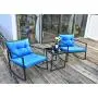 Grepatio 3 Piece Rocking Bistro Set, Modern Wicker Patio Furniture Sets, Outdoor Rattan Chair Conversation Sets with Coffee Table for Yard and Bistro (D: Brown and Blue) Grepatio 3 Piece Rocking Bistro Set, Modern Wicker Patio Furniture Sets, Outdoor Rattan Chair Conversation Sets with Coffee Table for Yard and Bistro (D: Brown and Blue)