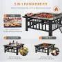 VIVOHOME 32 Inch Heavy Duty 3 in 1 Metal Square Patio Firepit Table BBQ Garden Stove with Spark Screen Cover Log Grate and Poker for Outside Wood Burning and Drink Cooling VIVOHOME 32 Inch Heavy Duty 3 in 1 Metal Square Patio Firepit Table BBQ Garden Stove with Spark Screen Cover Log Grate and Poker for Outside Wood Burning and Drink Cooling