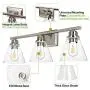 3-Light Vanity Light Fixture, 5-Piece All-in-One Bathroom Set (E26 Bulb Base), Brushed Nickel Wall Sconce Lighting with Glass Shads, ETL Listed