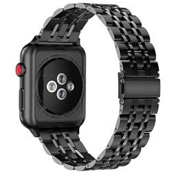 Ayeger Compatible with Apple Watch Band 44mm 42mm Stainless Steel Series 5/4 /3/2 /1 Men,Women Compatible iWatch Metal Link Bracelet (Black1 44mm 42mm)