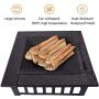 32 Outdoor Fire Pit Metal Square Firepit Patio Stove Wood Burning BBQ Grill Fire Pit Bowl with Spark Screen Cover, Log Grate, Poker for Backyard Garden Camping Picnic