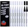 Oil Paint Markers,8Pack (6Pack White and 2Pack Black)0.7mm Medium Tip Paint Pens High Volume Ink Water and Fade Resistant for Rock Painting-Stone, Ceramic, Metal, Glass, Wood, Fabric by miaosun.
