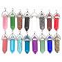 Chenkou Craft Assorted 40pcs Artificial Stone Bullet Shape Healing Pointed Chakra Beads Crystal Stone Charms Pendants for Necklace Jewelry Making Gift