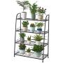 FaithLand 4-Tier Indoor/Outdoor Metal Plant Stand, Flower Pots Holder, Plant Display Rack, Stand Shelf, Shoe Organizer, Utility Storage Organizer Rack