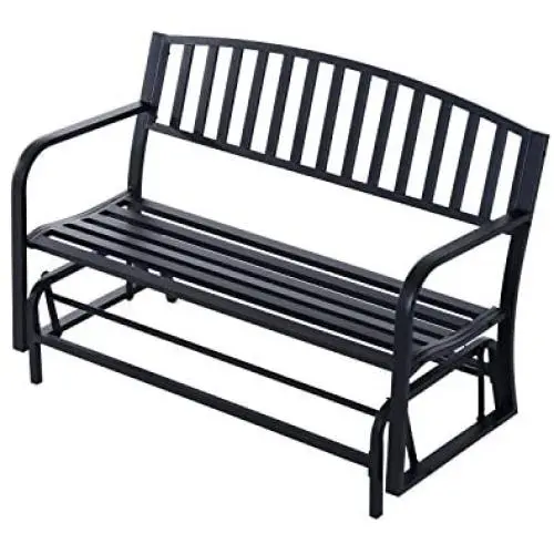 Outsunny 50'' Outdoor Patio Swing Glider Bench Chair - Black Outsunny 50'' Outdoor Patio Swing Glider Bench Chair - Black
