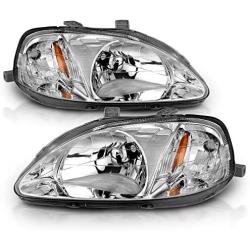 AmeriLite Chrome Replacement Headlights Set For 99-00 Honda Civic - Passenger and Driver Side