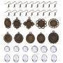 DROLE Dangle Cabochon Earrings Setttings Kit-60Pcs Metal Earring Pendant Bezel 60Pcs Glass Dome Tiles and 100Pcs Earring Wire Hooks for DIY Earring Making Antique Bronze Total 220Pcs