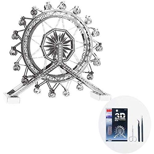 DJDY DIY 3D Ferris Wheel Metal Model 3D Puzzle 3D Laser Cut Jigsaw Toys 3D Metal Model Kit for Adults and Kids Mechanical Model Educational Toy Indoor Decoration Desk Toy Birthday Gift Collection