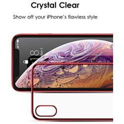 DTTO iPhone XR Case, Slim Fit Case Soft TPU Clear Cover with Metal Luster Edge for Apple iPhone XR 6.1 Inch- Red