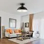 HMVPL Industrial Close to Ceiling Lamp, Metal Black Semi Flush Mounted Pendant Lighting Fixture Farmhouse Edison Light for Kitchen Island Dining Room Foyer Hallway Entryway (Set of 2)