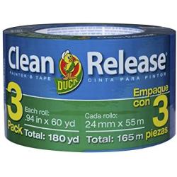 Blue Painters Tape 1-Inch (0.94-Inch x 60-Yard) Duck Clean Release, Multi-Use, 3 Rolls, 180 Total Yards