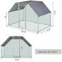 PawHut Galvanized Metal Chicken Coop Cage with Cover, Walk-in Pen Run