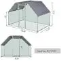 PawHut Galvanized Metal Chicken Coop Cage with Cover, Walk-in Pen Run