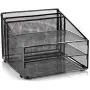 Metal Office Desk Organizer 3-Tier, Mesh Desktop Document and A4 File Holder with 3 Flat Trays and 2 Upright Compartments, Steel Mail Organizer for Desk Top Accessories, Stationery, Paper, Black Metal Office Desk Organizer 3-Tier, Mesh Desktop Document and A4 File Holder with 3 Flat Trays and 2 Upright Compartments, Steel Mail Organizer for Desk Top Accessories, Stationery, Paper, Black