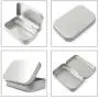 24 Pack Metal Rectangular Empty Hinged Tins Box Containers Mini Portable Box Small Storage Kit, Home Organizer, 3.75 by 2.45 by 0.8 Inch Silver
