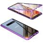 Jonwelsy Magnetic Adsorption Case for Samsung Galaxy S10, 360 Degree Front and Back Clear Tempered Glass Flip Cover, Metal Bumper Frame for Samsung Galaxy S10 (Purple)