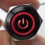 Etopars Black Case 19mm 12V 5A Power Symbol Angel Eye Halo Car Red LED Light Metal Push Button Toggle Switch Socket
