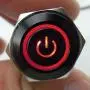 Etopars Black Case 19mm 12V 5A Power Symbol Angel Eye Halo Car Red LED Light Metal Push Button Toggle Switch Socket
