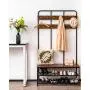 3-in-1 Coat Rack, AERMOO Vintage Metal and Wood Hall Tree, Entrance Storage Rack Storage Rack, with 2 layers of Shoe Racks, 12 Hooks, 1 Bench, for living Room, Bedroom, Office, Clothes Hats 3-in-1 Coat Rack, AERMOO Vintage Metal and Wood Hall Tree, Entrance Storage Rack Storage Rack, with 2 layers of Shoe Racks, 12 Hooks, 1 Bench, for living Room, Bedroom, Office, Clothes Hats