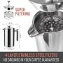 Mueller French Press Double Insulated 310 Stainless Steel Coffee Maker 4 Level Filtration System, No Coffee Grounds, Rust-Free, Dishwasher Safe