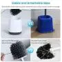 POPTEN Toilet Bowl Cleaning Brush and Holder Set for Bathroom Storage and Organization, Deep-Cleaning Toilet Bowl Cleaner Brush with Holder Anti-Rust Handle & TPR Soft Bristle,Floor Standing White